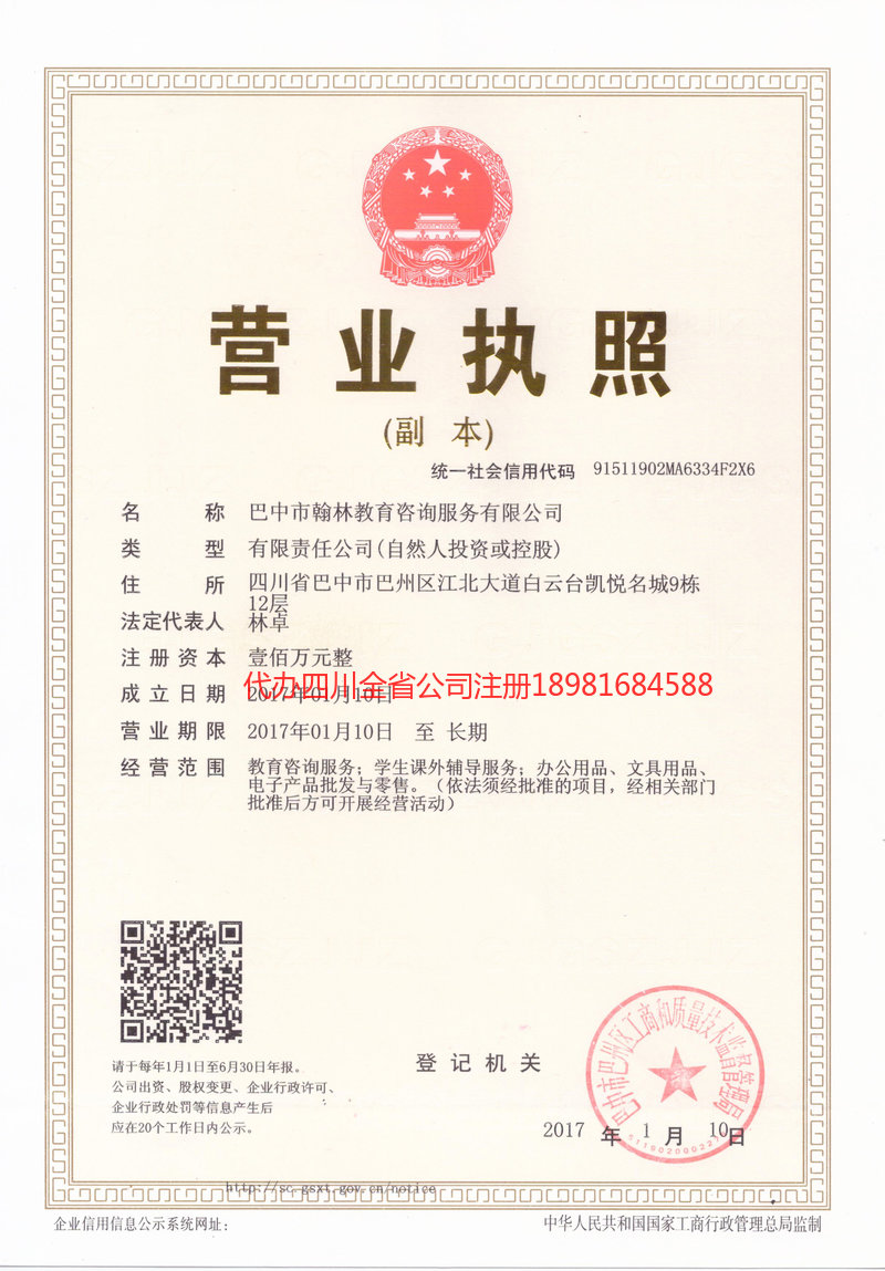 眉山市眉山市翰林教育咨询服务有限公司